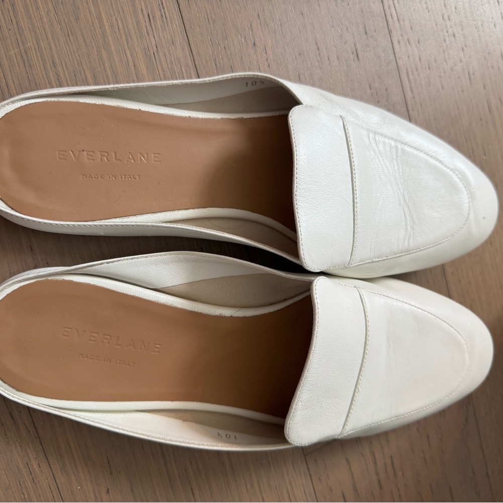 Everlane White Leather backless Loafers | Size 10.5